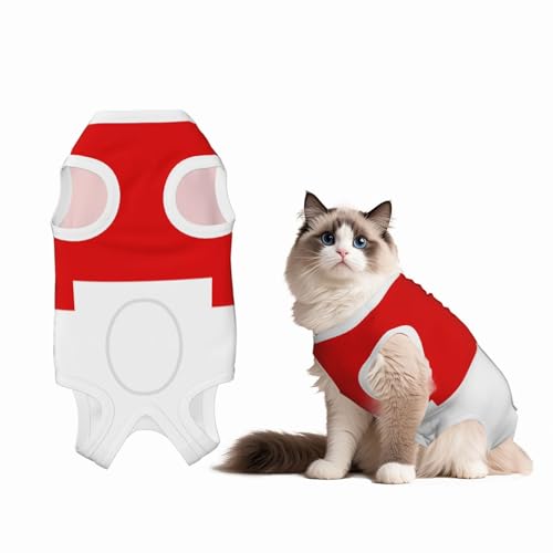 Genesungsanzug mit Flagge von Hessen für Hunde und Katzen nach Operationen, Haustier-Genesungs-Shirt, Einteiler, Haustier-Operationsanzug von HMBGFW