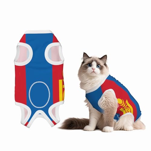 Genesungsanzug mit mongolischer Flagge für Hunde und Katzen nach Operationen, Haustier-Erholungsshirt, Einteiler für Haustiere, Operationsanzug von HMBGFW