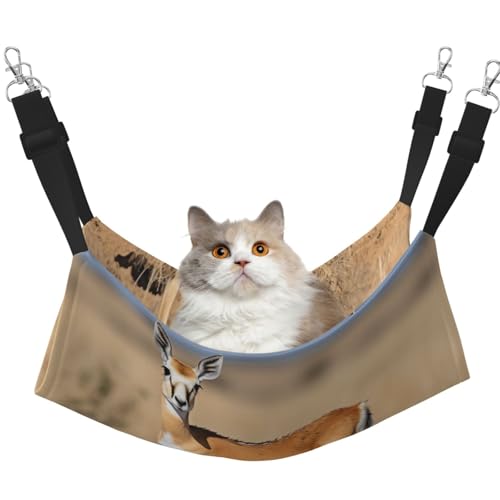 HMBGFW Antilope on The Grassland Reversible Cat Hanging Hammock Soft Breathable Pet Cage Hammock with Double Sided Hanging Bed for Small Dogs Rabbits HMBGFW Antilope on The Grassland Reversible Cat Hanging Hammock Soft Breathable Pet Cage Hammock with Double Sided Hanging Bed for Small Dogs Rabbits von HMBGFW