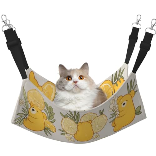 HMBGFW Bear and Lemon Reversible Cat Hanging Hammock Soft Breathable Pet Cage Hammock with Double Sided Hanging Bed for Small Dogs Rabbits HMBGFW Bear and Lemon Reversible Cat Hanging Hammock Soft Breathable Pet Cage Hammock with Double Sided Hanging Bed for Small Dogs Rabbits von HMBGFW