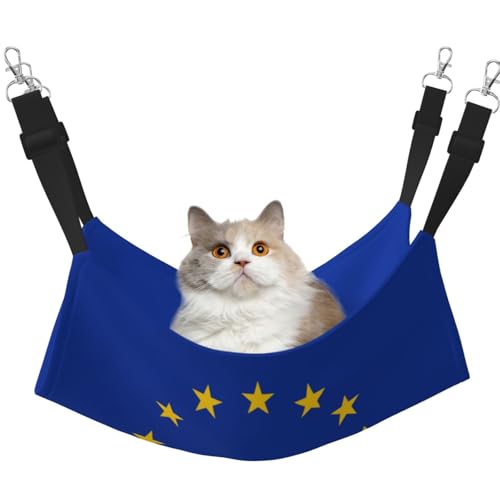 HMBGFW EU-Flagge, wendbare Katzen-Hängematte, weich, atmungsaktiv, Haustierkäfig-Hängematte mit doppelseitigem Hängebett für kleine Hunde, Kaninchen HMBGFW EU-Flagge, wendbare Katzen-Hängematte, weich, atmungsaktiv, Haustierkäfig-Hängematte mit doppelseitigem Hängebett für kleine Hunde, Kaninchen von HMBGFW