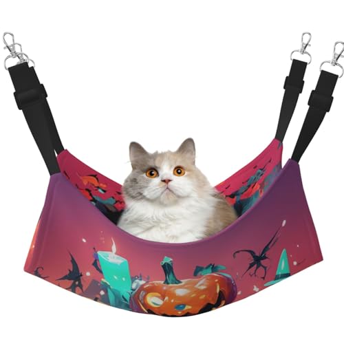 HMBGFW Halloween Revelry Wende-Katzen-Hängematte, weich, atmungsaktiv, Haustierkäfig-Hängematte mit doppelseitigem Hängebett für kleine Hunde, Kaninchen HMBGFW Halloween Revelry Wende-Katzen-Hängematte, weich, atmungsaktiv, Haustierkäfig-Hängematte mit doppelseitigem Hängebett für kleine Hunde, Kaninchen von HMBGFW
