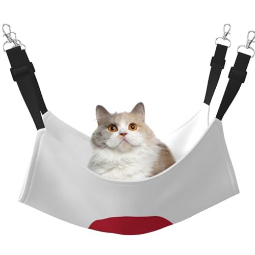 HMBGFW Japanische Flagge, wendbare Katzen-Hängematte, weich, atmungsaktiv, Haustierkäfig-Hängematte mit doppelseitigem Hängebett für kleine Hunde, Kaninchen HMBGFW Japanische Flagge, wendbare Katzen-Hängematte, weich, atmungsaktiv, Haustierkäfig-Hängematte mit doppelseitigem Hängebett für kleine Hunde, Kaninchen von HMBGFW