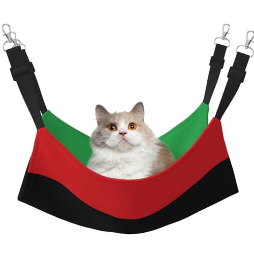 HMBGFW Libysche Flagge, wendbare Katzen-Hängematte, weich, atmungsaktiv, Haustierkäfig-Hängematte mit doppelseitigem Hängebett für kleine Hunde, Kaninchen HMBGFW Libysche Flagge, wendbare Katzen-Hängematte, weich, atmungsaktiv, Haustierkäfig-Hängematte mit doppelseitigem Hängebett für kleine Hunde, Kaninchen von HMBGFW