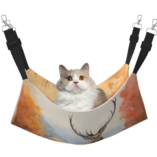 HMBGFW Nordamerikanische Rentier-Wende-Katzen-Hängematte, weich, atmungsaktiv, Haustierkäfig-Hängematte mit doppelseitigem Hängebett für kleine Hunde, Kaninchen HMBGFW Nordamerikanische Rentier-Wende-Katzen-Hängematte, weich, atmungsaktiv, Haustierkäfig-Hängematte mit doppelseitigem Hängebett für kleine Hunde, Kaninchen von HMBGFW
