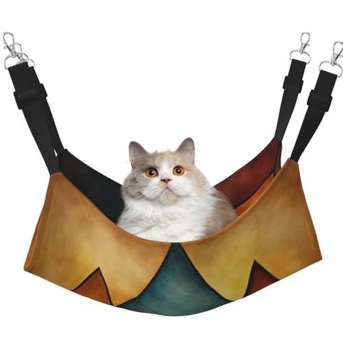 HMBGFW Pyramidenmalerei, wendbare Katzenhängematte, weich, atmungsaktiv, Haustierkäfig-Hängematte mit doppelseitigem Hängebett für kleine Hunde, Kaninchen HMBGFW Pyramidenmalerei, wendbare Katzenhängematte, weich, atmungsaktiv, Haustierkäfig-Hängematte mit doppelseitigem Hängebett für kleine Hunde, Kaninchen von HMBGFW