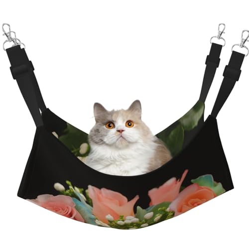 HMBGFW Rosa Roses wendbare Katzenhängematte, weich, atmungsaktiv, Haustierkäfig-Hängematte mit doppelseitigem Hängebett für kleine Hunde, Kaninchen HMBGFW Rosa Roses wendbare Katzenhängematte, weich, atmungsaktiv, Haustierkäfig-Hängematte mit doppelseitigem Hängebett für kleine Hunde, Kaninchen von HMBGFW