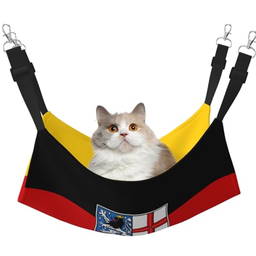 HMBGFW Saarland-Flaggen, wendbare Katzen-Hängematte, weich, atmungsaktiv, Haustierkäfig-Hängematte mit doppelseitigem Hängebett für kleine Hunde, Kaninchen HMBGFW Saarland-Flaggen, wendbare Katzen-Hängematte, weich, atmungsaktiv, Haustierkäfig-Hängematte mit doppelseitigem Hängebett für kleine Hunde, Kaninchen von HMBGFW