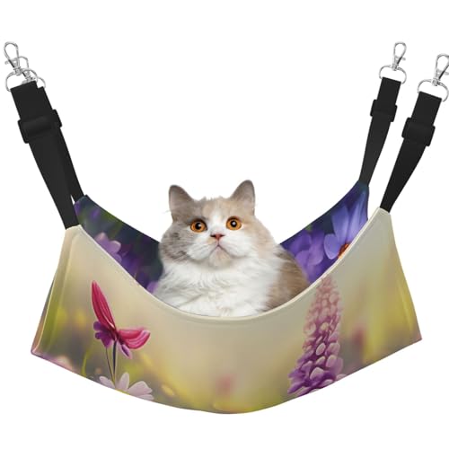 HMBGFW Schöne Blumen-Katzen-Hängematte, wendbar, weich, atmungsaktiv, Haustierkäfig-Hängematte mit doppelseitigem Hängebett für kleine Hunde, Kaninchen HMBGFW Schöne Blumen-Katzen-Hängematte, wendbar, weich, atmungsaktiv, Haustierkäfig-Hängematte mit doppelseitigem Hängebett für kleine Hunde, Kaninchen von HMBGFW