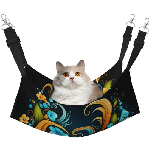 HMBGFW Schöne blühende Mandala-Hängematte, wendbar, weich, atmungsaktiv, Haustierkäfig-Hängematte mit doppelseitigem Hängebett für kleine Hunde, Kaninchen von HMBGFW