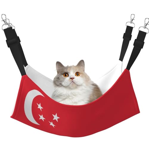 HMBGFW Singapur-Flagge, wendbare Katzen-Hängematte, weich, atmungsaktiv, Haustierkäfig-Hängematte mit doppelseitigem Hängebett für kleine Hunde, Kaninchen HMBGFW Singapur-Flagge, wendbare Katzen-Hängematte, weich, atmungsaktiv, Haustierkäfig-Hängematte mit doppelseitigem Hängebett für kleine Hunde, Kaninchen von HMBGFW