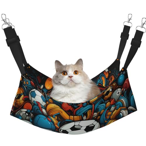 HMBGFW The Happy World of Soccer Wende-Katzen-Hängematte, weich, atmungsaktiv, Haustierkäfig-Hängematte mit doppelseitigem Hängebett für kleine Hunde, Kaninchen von HMBGFW