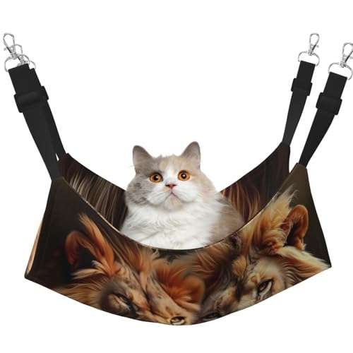 HMBGFW Two Lions Reversible Cat Hanging Hammock Soft Breathable Pet Cage Hammock with Double Sided Hanging Bed for Small Dogs Rabbits von HMBGFW