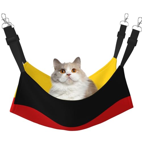 HMBGFW Wendbare Katzenhängematte mit deutscher Flagge, weich, atmungsaktiv, Haustierkäfig-Hängematte mit doppelseitigem Hängebett für kleine Hunde, Kaninchen HMBGFW Wendbare Katzenhängematte mit deutscher Flagge, weich, atmungsaktiv, Haustierkäfig-Hängematte mit doppelseitigem Hängebett für kleine Hunde, Kaninchen von HMBGFW
