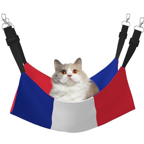 HMBGFW Wendbare Katzenhängematte mit französischer Flagge, weich, atmungsaktiv, Haustierkäfig-Hängematte mit doppelseitigem Hängebett für kleine Hunde, Kaninchen HMBGFW Wendbare Katzenhängematte mit französischer Flagge, weich, atmungsaktiv, Haustierkäfig-Hängematte mit doppelseitigem Hängebett für kleine Hunde, Kaninchen von HMBGFW