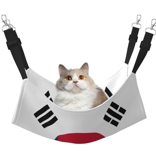 HMBGFW Wendbare Katzenhängematte mit koreanischer Flagge, weich, atmungsaktiv, Haustierkäfig-Hängematte mit doppelseitigem Hängebett für kleine Hunde, Kaninchen HMBGFW Wendbare Katzenhängematte mit koreanischer Flagge, weich, atmungsaktiv, Haustierkäfig-Hängematte mit doppelseitigem Hängebett für kleine Hunde, Kaninchen von HMBGFW