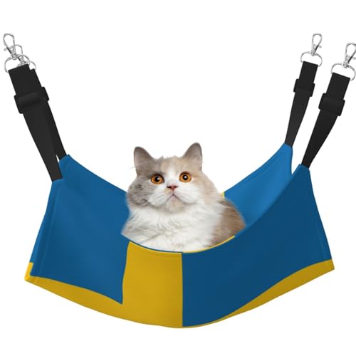 HMBGFW Wendbare Katzenhängematte mit schwedischer Flagge, weich, atmungsaktiv, Haustierkäfig-Hängematte mit doppelseitigem Hängebett für kleine Hunde, Kaninchen HMBGFW Wendbare Katzenhängematte mit schwedischer Flagge, weich, atmungsaktiv, Haustierkäfig-Hängematte mit doppelseitigem Hängebett für kleine Hunde, Kaninchen von HMBGFW