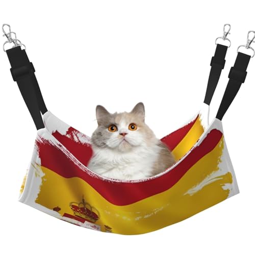 HMBGFW Wendbare Katzenhängematte mit spanischer Flagge, weich, atmungsaktiv, Haustierkäfig-Hängematte mit doppelseitigem Hängebett für kleine Hunde, Kaninchen HMBGFW Wendbare Katzenhängematte mit spanischer Flagge, weich, atmungsaktiv, Haustierkäfig-Hängematte mit doppelseitigem Hängebett für kleine Hunde, Kaninchen von HMBGFW