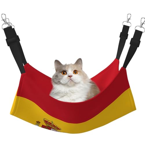 HMBGFW Wendbare Katzenhängematte mit spanischer Flagge, weich, atmungsaktiv, Haustierkäfig-Hängematte mit doppelseitigem Hängebett für kleine Hunde, Kaninchen HMBGFW Wendbare Katzenhängematte mit spanischer Flagge, weich, atmungsaktiv, Haustierkäfig-Hängematte mit doppelseitigem Hängebett für kleine Hunde, Kaninchen von HMBGFW