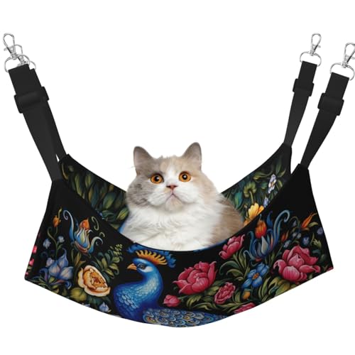 HMBGFW Wunderschöner Pfau in den Blumen, wendbare Katzenhängematte, weich, atmungsaktiv, Haustierkäfig-Hängematte mit doppelseitigem Hängebett für kleine Hunde, Kaninchen HMBGFW Wunderschöner Pfau in den Blumen, wendbare Katzenhängematte, weich, atmungsaktiv, Haustierkäfig-Hängematte mit doppelseitigem Hängebett für kleine Hunde, Kaninchen von HMBGFW