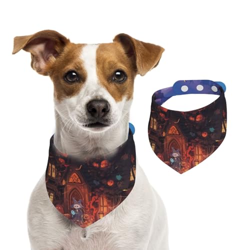 Halloween-Kürbis-Party-Hundehalstuch, waschbar, für kleine bis große Haustiere, Schal für Mädchen oder Jungen, Haustierzubehör von HMBGFW
