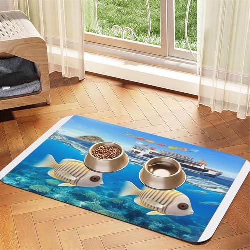 Happy Ocean Holiday Futtermatte für Haustiere, wasserdicht und rutschfest, für Hunde und Katzen, keine Flecken, schnell trocknend, Wasserspendermatte für Hunde Happy Ocean Holiday Futtermatte für Haustiere, wasserdicht und rutschfest, für Hunde und Katzen, keine Flecken, schnell trocknend, Wasserspendermatte für Hunde von HMBGFW