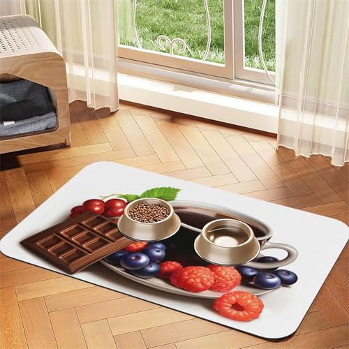 Haustier-Futtermatte für Kaffee, Obst und Schokolade, wasserdicht und rutschfest, für Hunde und Katzen, keine Flecken, schnell trocknend, Wasserspendermatte für Hunde Haustier-Futtermatte für Kaffee, Obst und Schokolade, wasserdicht und rutschfest, für Hunde und Katzen, keine Flecken, schnell trocknend, Wasserspendermatte für Hunde von HMBGFW