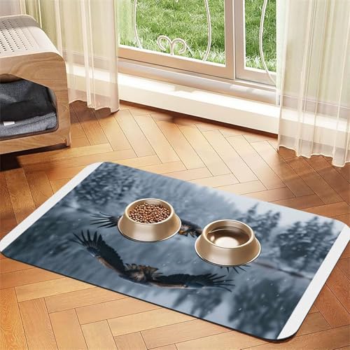 Haustier-Futtermatte mit Adler, wasserdicht und rutschfest, keine Flecken, schnell trocknend, Wasserspendermatte für Hunde Haustier-Futtermatte mit Adler, wasserdicht und rutschfest, keine Flecken, schnell trocknend, Wasserspendermatte für Hunde von HMBGFW