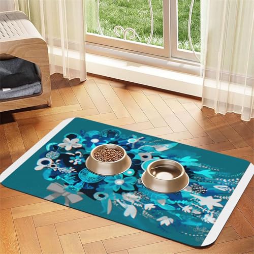 Haustier-Futtermatte mit Blumenstrauß, wasserdicht und rutschfest, für Hunde und Katzen, keine Flecken, schnell trocknend, Wasserspendermatte für Hunde Haustier-Futtermatte mit Blumenstrauß, wasserdicht und rutschfest, für Hunde und Katzen, keine Flecken, schnell trocknend, Wasserspendermatte für Hunde von HMBGFW