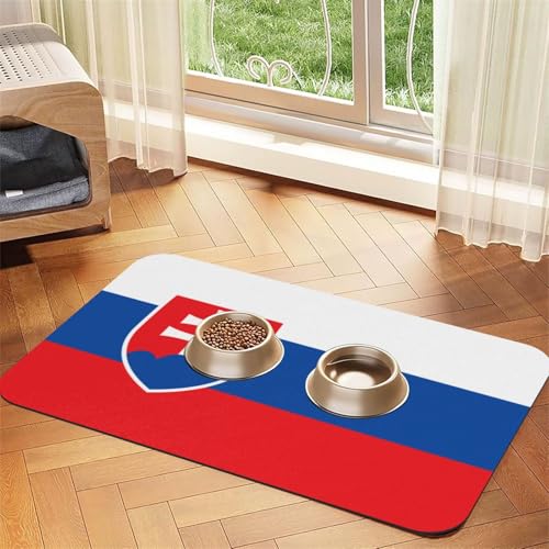 Haustier-Futtermatte mit Flagge der Slowakei, wasserdicht und rutschfest, für Hunde und Katzen, keine Flecken, schnell trocknend, Wasserspendermatte für Hunde von HMBGFW