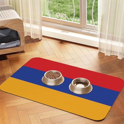 Haustier-Futtermatte mit Flagge von Armenien, wasserdicht und rutschfest, für Hunde und Katzen, keine Flecken, schnell trocknend, Wasserspendermatte für Hunde Haustier-Futtermatte mit Flagge von Armenien, wasserdicht und rutschfest, für Hunde und Katzen, keine Flecken, schnell trocknend, Wasserspendermatte für Hunde von HMBGFW