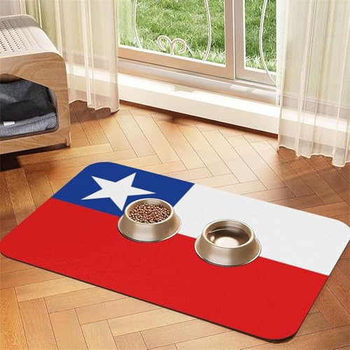 Haustier-Futtermatte mit Flagge von Chile, wasserdicht und rutschfest, für Hunde und Katzen, keine Flecken, schnell trocknend, Wasserspendermatte für Hunde Haustier-Futtermatte mit Flagge von Chile, wasserdicht und rutschfest, für Hunde und Katzen, keine Flecken, schnell trocknend, Wasserspendermatte für Hunde von HMBGFW