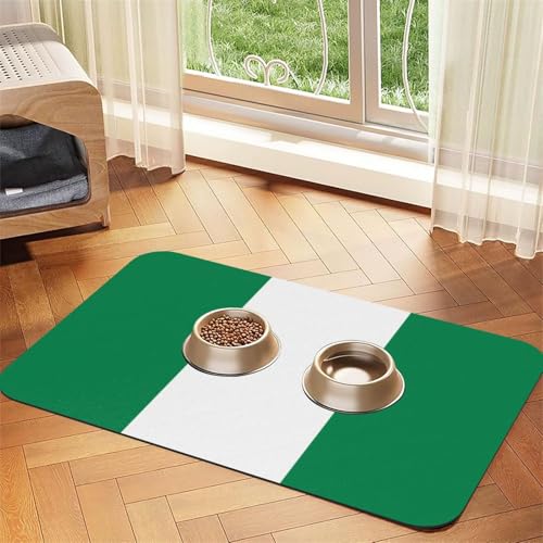 Haustier-Futtermatte mit Flagge von Nigeria, wasserdicht und rutschfest, für Hunde und Katzen, keine Flecken, schnell trocknend, Wasserspendermatte für Hunde von HMBGFW