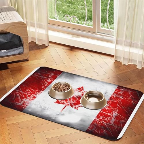 Haustier-Futtermatte mit Kanada-Flagge, wasserdicht und rutschfest, für Hunde und Katzen, keine Flecken, schnell trocknend, Wasserspendermatte für Hunde Haustier-Futtermatte mit Kanada-Flagge, wasserdicht und rutschfest, für Hunde und Katzen, keine Flecken, schnell trocknend, Wasserspendermatte für Hunde von HMBGFW