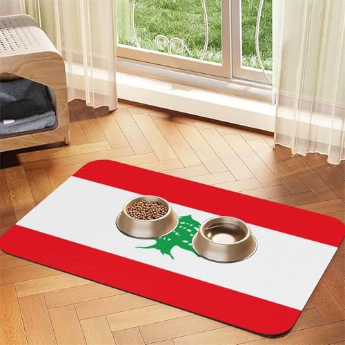 Haustier-Futtermatte mit Libanon-Flagge, wasserdicht und rutschfest, für Hunde und Katzen, keine Flecken, schnell trocknend, Wasserspendermatte für Hunde Haustier-Futtermatte mit Libanon-Flagge, wasserdicht und rutschfest, für Hunde und Katzen, keine Flecken, schnell trocknend, Wasserspendermatte für Hunde von HMBGFW