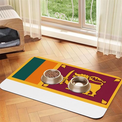 Haustier-Futtermatte mit Sri Lanka-Flagge, wasserdicht und rutschfest, für Hunde und Katzen, keine Flecken, schnell trocknende Wasserspendermatte für Hunde Haustier-Futtermatte mit Sri Lanka-Flagge, wasserdicht und rutschfest, für Hunde und Katzen, keine Flecken, schnell trocknende Wasserspendermatte für Hunde von HMBGFW