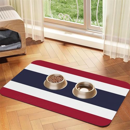 Haustier-Futtermatte mit Thailand-Flagge, wasserdicht und rutschfest, für Hunde und Katzen, keine Flecken, schnell trocknend, Wasserspendermatte für Hunde Haustier-Futtermatte mit Thailand-Flagge, wasserdicht und rutschfest, für Hunde und Katzen, keine Flecken, schnell trocknend, Wasserspendermatte für Hunde von HMBGFW