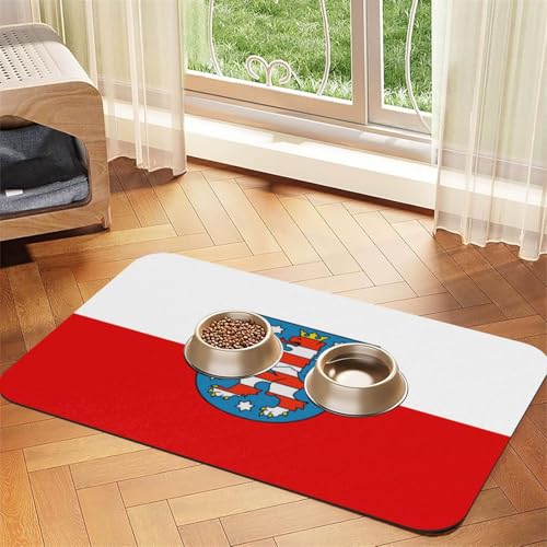 Haustier-Futtermatte mit Thüringen-Flagge, wasserdicht und rutschfest, für Hunde und Katzen, keine Flecken, schnell trocknend, Wasserspendermatte für Hunde Haustier-Futtermatte mit Thüringen-Flagge, wasserdicht und rutschfest, für Hunde und Katzen, keine Flecken, schnell trocknend, Wasserspendermatte für Hunde von HMBGFW