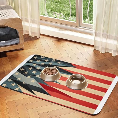 Haustier-Futtermatte mit USA-Flagge, wasserdicht und rutschfest, für Hunde und Katzen, keine Flecken, schnell trocknend, Wasserspendermatte für Hunde Haustier-Futtermatte mit USA-Flagge, wasserdicht und rutschfest, für Hunde und Katzen, keine Flecken, schnell trocknend, Wasserspendermatte für Hunde von HMBGFW
