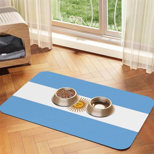 Haustier-Futtermatte mit argentinischer Flagge, wasserdicht und rutschfest, für Hunde und Katzen, keine Flecken, schnell trocknend, Wasserspendermatte für Hunde Haustier-Futtermatte mit argentinischer Flagge, wasserdicht und rutschfest, für Hunde und Katzen, keine Flecken, schnell trocknend, Wasserspendermatte für Hunde von HMBGFW