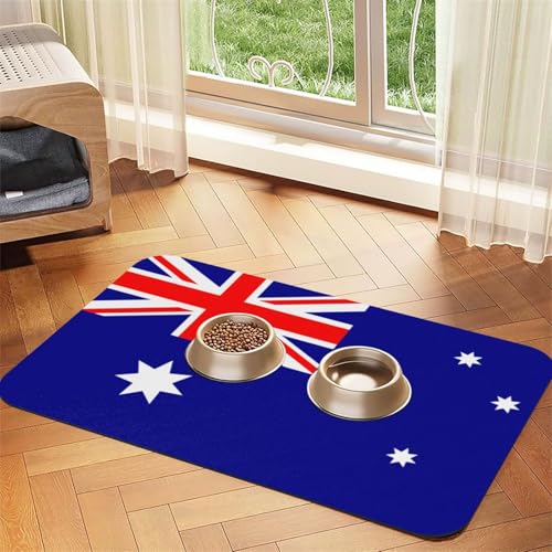 Haustier-Futtermatte mit australischer Flagge, wasserdicht und rutschfest, für Hunde und Katzen, keine Flecken, schnell trocknend, Wasserspendermatte für Hunde Haustier-Futtermatte mit australischer Flagge, wasserdicht und rutschfest, für Hunde und Katzen, keine Flecken, schnell trocknend, Wasserspendermatte für Hunde von HMBGFW