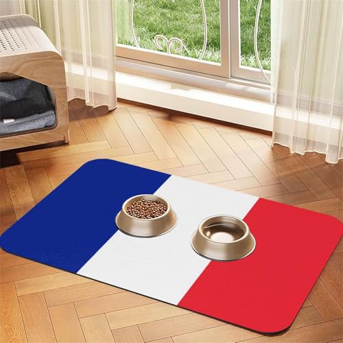 Haustier-Futtermatte mit französischer Flagge, wasserdicht und rutschfest, für Hunde und Katzen, keine Flecken, schnell trocknend, Wasserspendermatte für Hunde Haustier-Futtermatte mit französischer Flagge, wasserdicht und rutschfest, für Hunde und Katzen, keine Flecken, schnell trocknend, Wasserspendermatte für Hunde von HMBGFW
