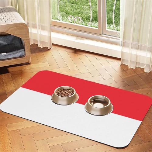 Haustier-Futtermatte mit indonesischer Flagge, wasserdicht und rutschfest, für Hunde und Katzen, keine Flecken, schnell trocknend, Wasserspendermatte für Hunde Haustier-Futtermatte mit indonesischer Flagge, wasserdicht und rutschfest, für Hunde und Katzen, keine Flecken, schnell trocknend, Wasserspendermatte für Hunde von HMBGFW