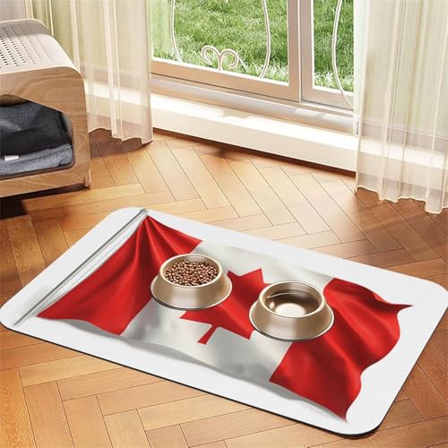 Haustier-Futtermatte mit kanadischer Flagge, wasserdicht und rutschfest, für Hunde und Katzen, keine Flecken, schnell trocknend, Wasserspendermatte für Hunde Haustier-Futtermatte mit kanadischer Flagge, wasserdicht und rutschfest, für Hunde und Katzen, keine Flecken, schnell trocknend, Wasserspendermatte für Hunde von HMBGFW