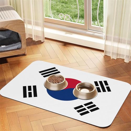 Haustier-Futtermatte mit koreanischer Flagge, wasserdicht und rutschfest, für Hunde und Katzen, keine Flecken, schnell trocknend, Wasserspendermatte für Hunde Haustier-Futtermatte mit koreanischer Flagge, wasserdicht und rutschfest, für Hunde und Katzen, keine Flecken, schnell trocknend, Wasserspendermatte für Hunde von HMBGFW