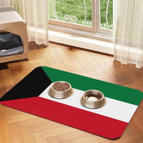 Haustier-Futtermatte mit kuwaitischer Flagge, wasserdicht und rutschfest, für Hunde und Katzen, keine Flecken, schnell trocknend, Wasserspendermatte für Hunde Haustier-Futtermatte mit kuwaitischer Flagge, wasserdicht und rutschfest, für Hunde und Katzen, keine Flecken, schnell trocknend, Wasserspendermatte für Hunde von HMBGFW
