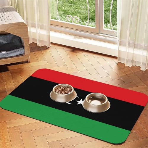 Haustier-Futtermatte mit libyscher Flagge, wasserdicht und rutschfest, für Hunde und Katzen, keine Flecken, schnell trocknend, Wasserspendermatte für Hunde Haustier-Futtermatte mit libyscher Flagge, wasserdicht und rutschfest, für Hunde und Katzen, keine Flecken, schnell trocknend, Wasserspendermatte für Hunde von HMBGFW
