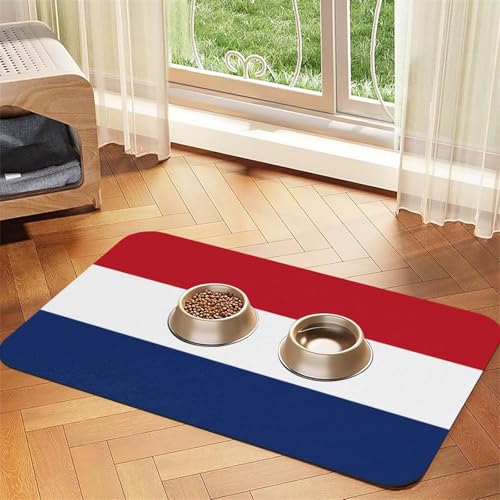 Haustier-Futtermatte mit niederländischer Flagge, wasserdicht und rutschfest, für Hunde und Katzen, keine Flecken, schnell trocknend, Wasserspendermatte für Hunde Haustier-Futtermatte mit niederländischer Flagge, wasserdicht und rutschfest, für Hunde und Katzen, keine Flecken, schnell trocknend, Wasserspendermatte für Hunde von HMBGFW