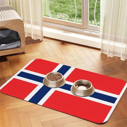Haustier-Futtermatte mit norwegischer Flagge, wasserdicht und rutschfest, für Hunde und Katzen, keine Flecken, schnell trocknend, Wasserspendermatte für Hunde Haustier-Futtermatte mit norwegischer Flagge, wasserdicht und rutschfest, für Hunde und Katzen, keine Flecken, schnell trocknend, Wasserspendermatte für Hunde von HMBGFW
