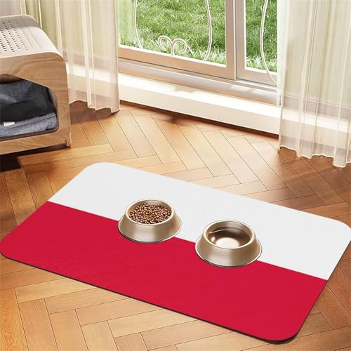 Haustier-Futtermatte mit polnischer Flagge, wasserdicht und rutschfest, für Hunde und Katzen, keine Flecken, schnell trocknend, Wasserspendermatte für Hunde Haustier-Futtermatte mit polnischer Flagge, wasserdicht und rutschfest, für Hunde und Katzen, keine Flecken, schnell trocknend, Wasserspendermatte für Hunde von HMBGFW